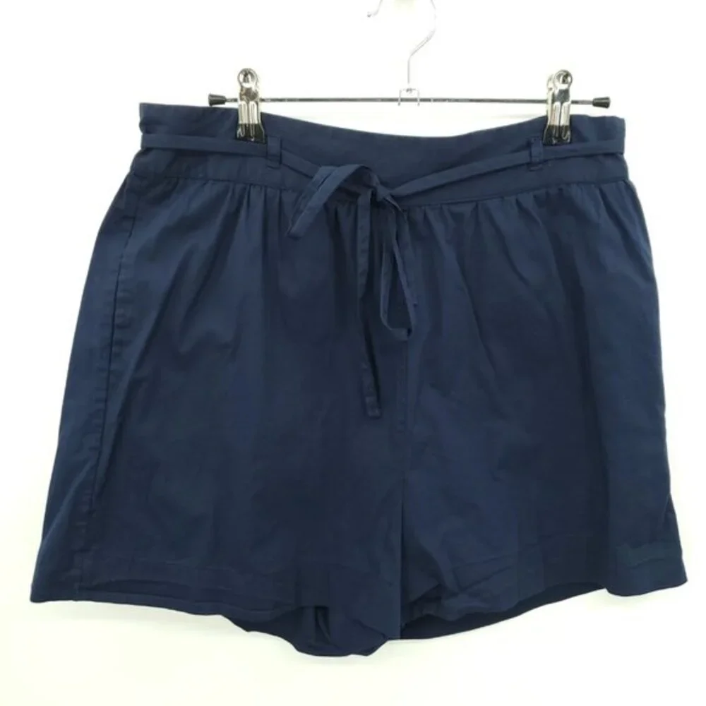 Jason Wu High Waisted Cotton Shorts Large Navy Blue